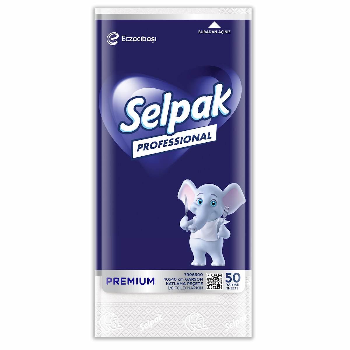 Selpak Professional 1/8 Fold Napkin 40x40 White - 50