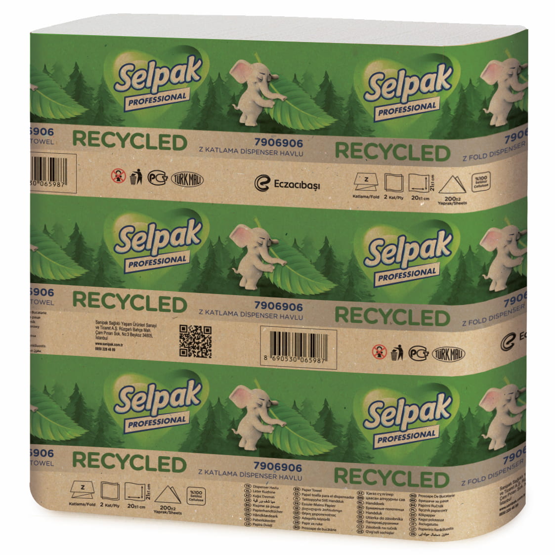 Selpak Professional Recycled Z-Katlama Dispenser Havlu